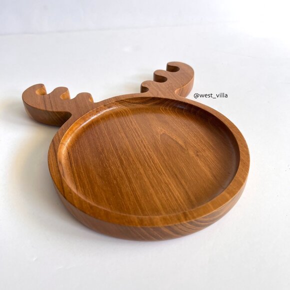 Wooden Reindeer Antler Shaped Plate Dish Food Serving - Picture 5 of 5